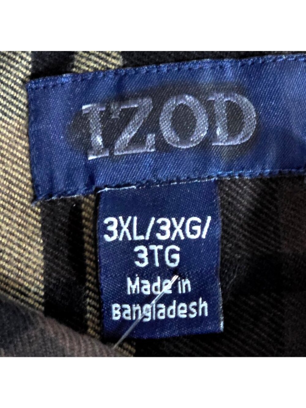 Izod Mens 3XL Plaid Button-Up Long Sleeve Shirt Brown Beige Cotton Flannel - Picture 3 of 7